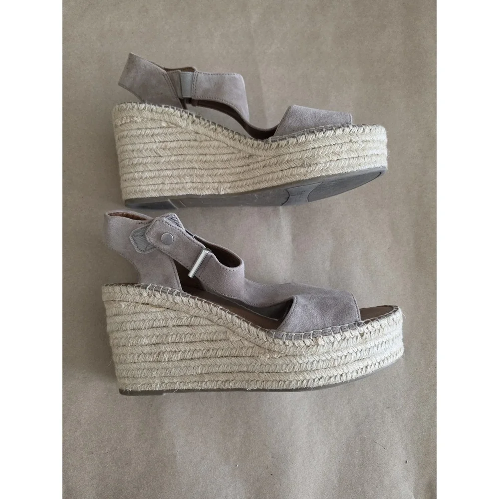 Franco Sarto Suede Espadrille Wedge Sandals Size 10 Beige Solid Casual